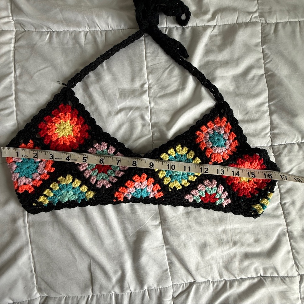Papaya Crochet Granny Square Halter Top & Shorts Set – Black/Multi – Size M/L - Picture 14 of 14